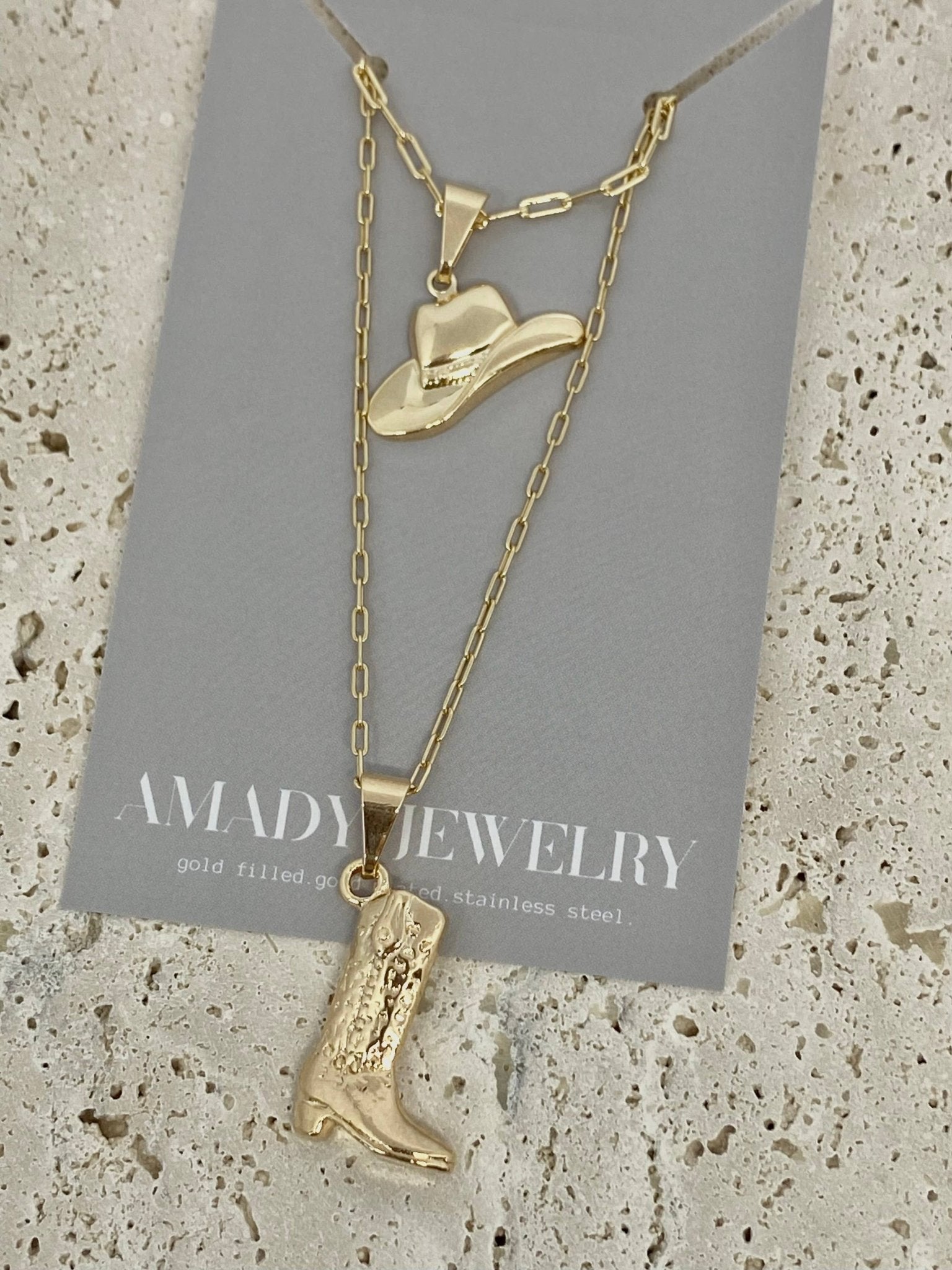 Amady Jewelry - Cowboy Boot Cowgirl  charm pendant necklace 18k gold filled  - Dear John