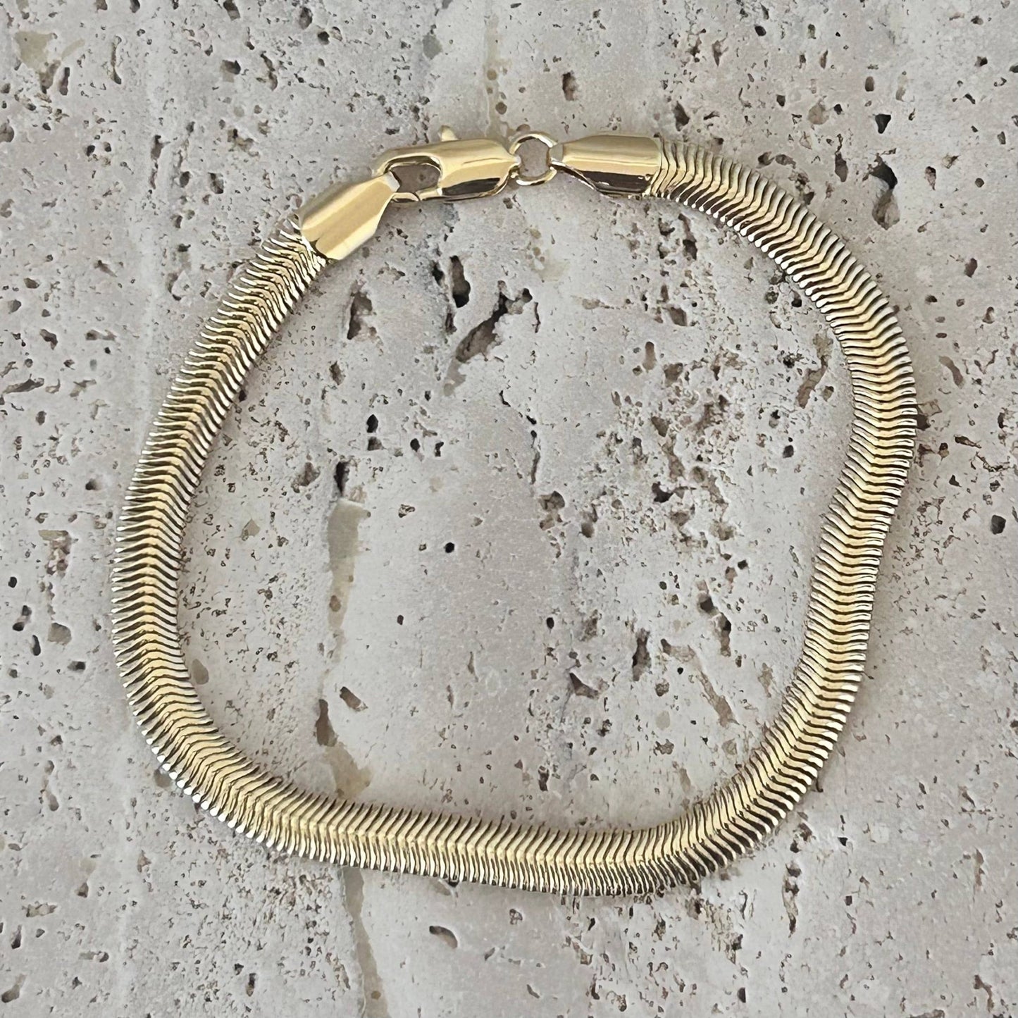 Amady Jewelry - Flat Snake Chain Herringbone Bracelet 14K gold filled - Dear John