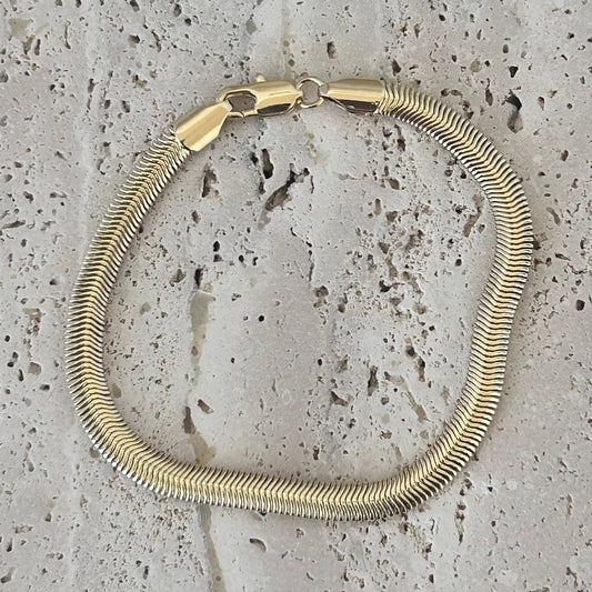 Amady Jewelry - Flat Snake Chain Herringbone Bracelet 14K gold filled - Dear John
