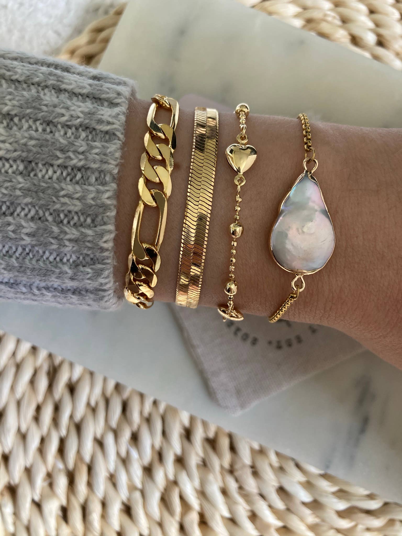 Amady Jewelry - Flat Snake Chain Herringbone Bracelet 14K gold filled - Dear John