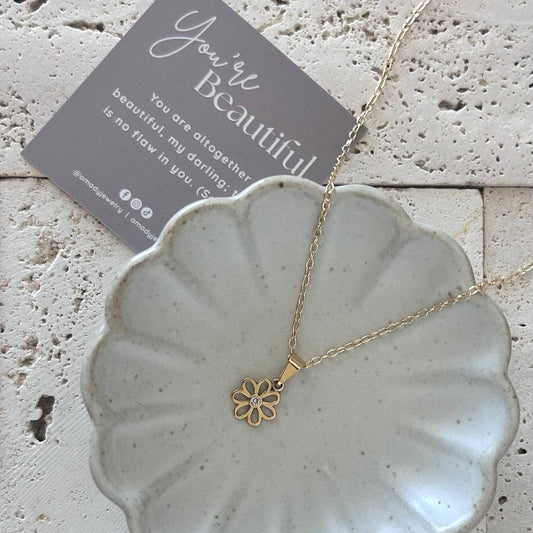 Amady Jewelry - Flower charm pendant chain necklace 18k gold - filled daisy  - Dear John