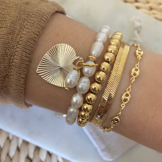 Amady Jewelry - Gold beaded adjustable bracelet, 24k Gold - plated layering - Dear John