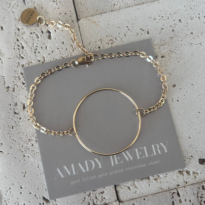 Amady Jewelry - Infinity round charm bracelet circle gold plated - Dear John