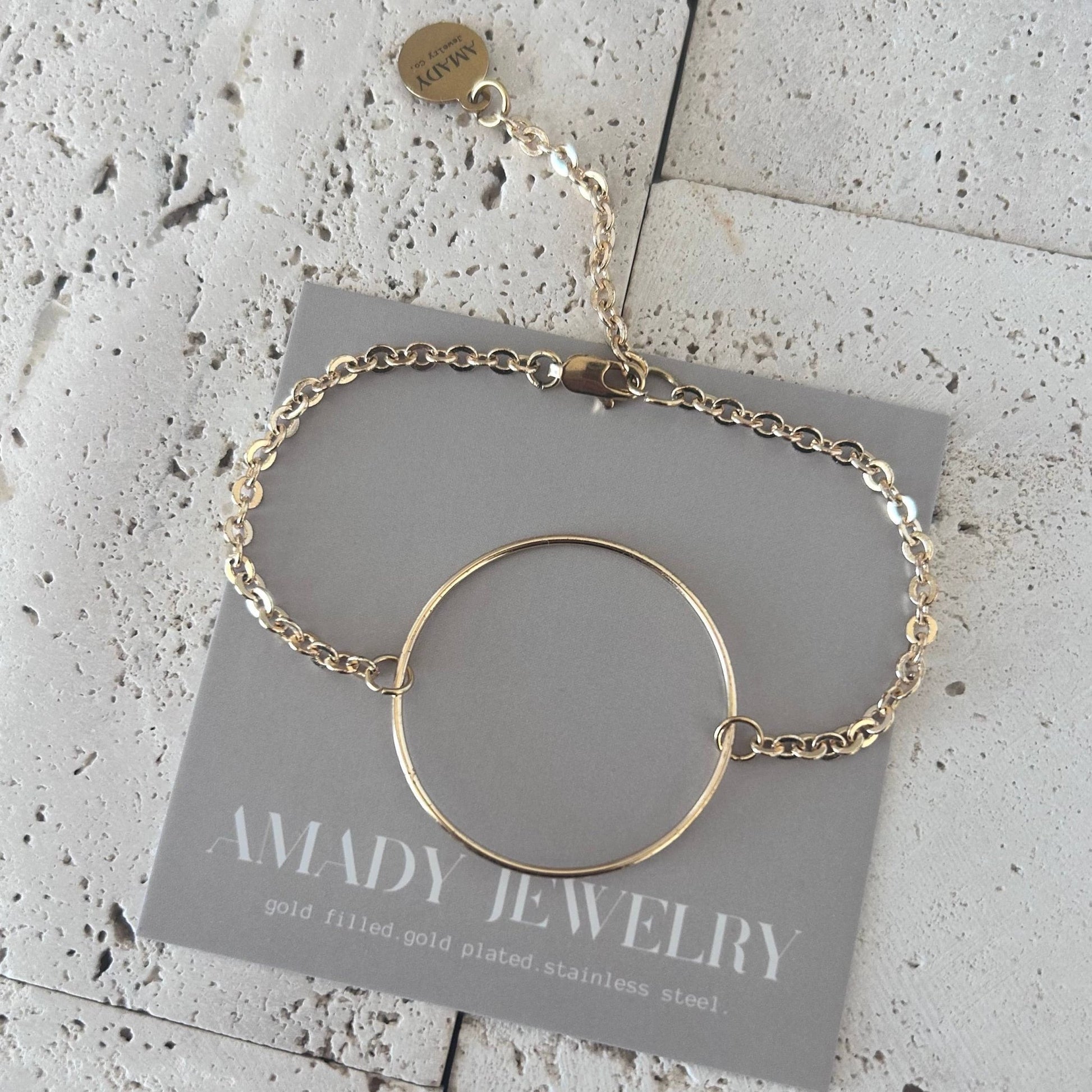 Amady Jewelry - Infinity round charm bracelet circle gold plated - Dear John