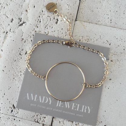 Amady Jewelry - Infinity round charm bracelet circle gold plated - Dear John
