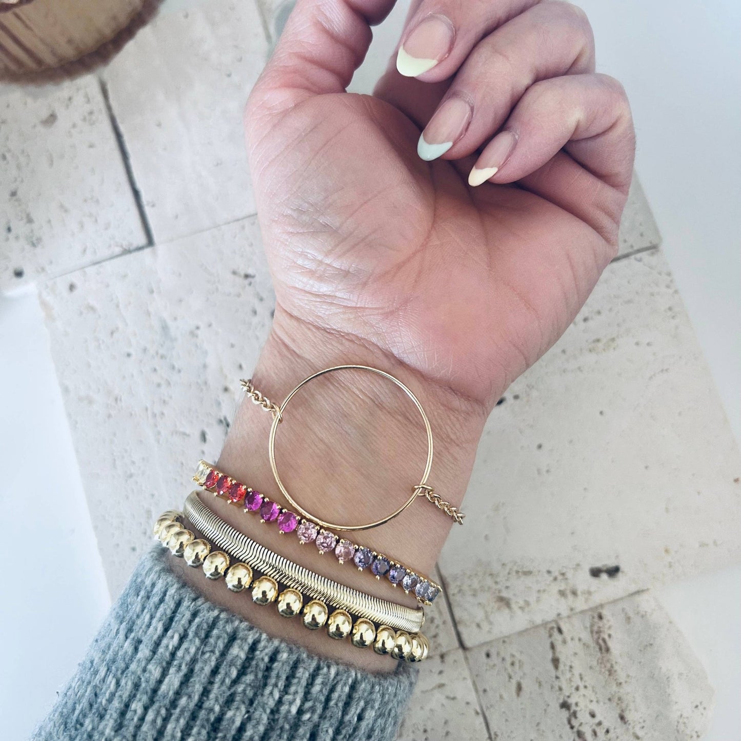 Amady Jewelry - Infinity round charm bracelet circle gold plated - Dear John