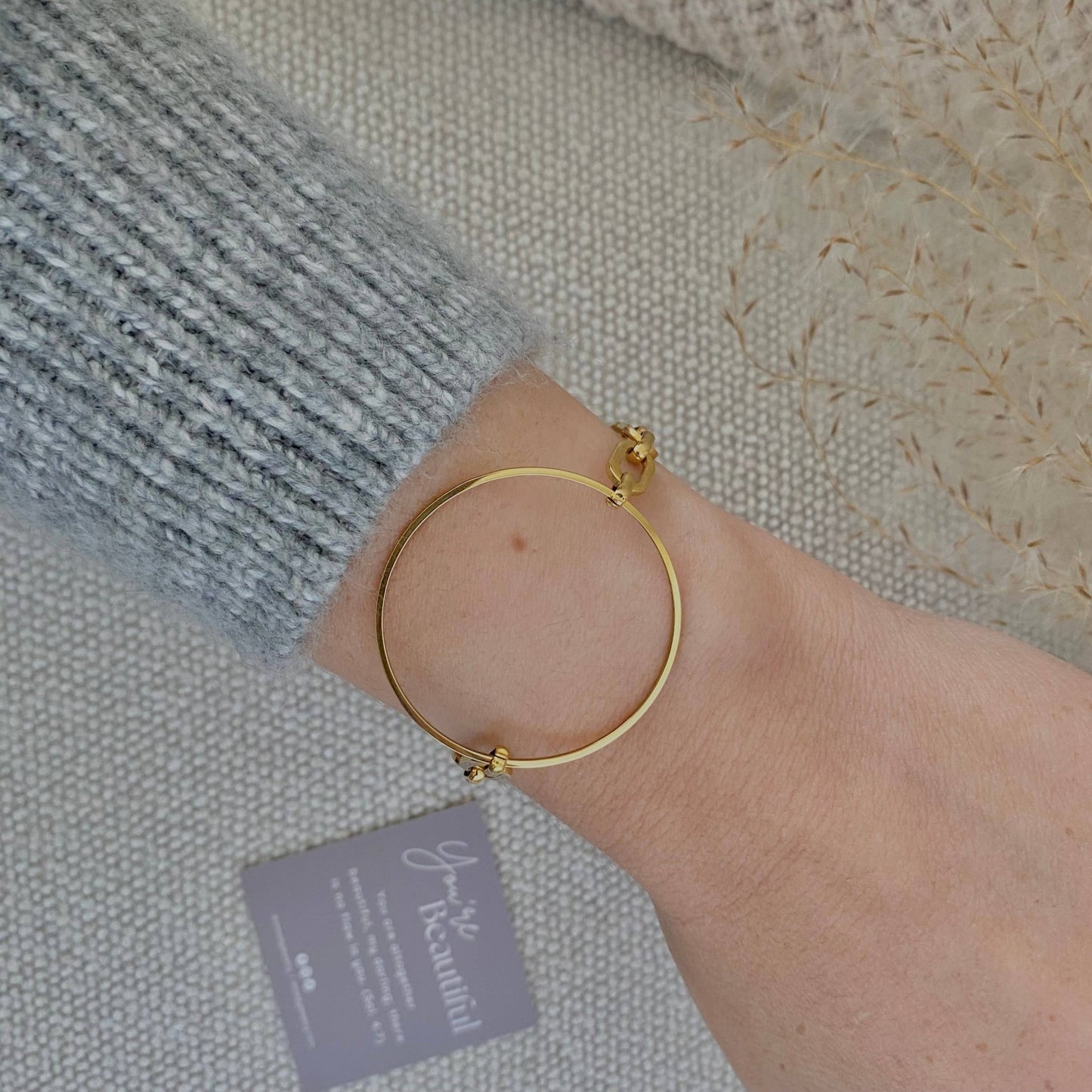 Amady Jewelry - Infinity round charm statement chain bracelet 18k Gold Plate - Dear John