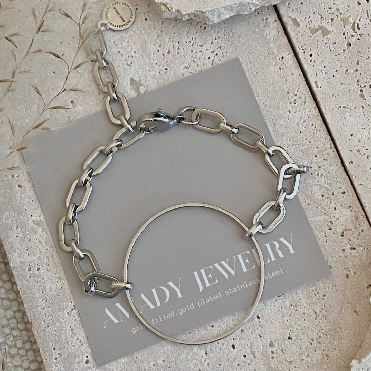 Amady Jewelry - Infinity round charm statement chain bracelet 18k Gold Plate - Dear John