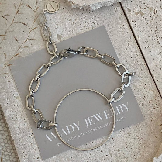 Amady Jewelry - Infinity round charm statement chain bracelet 18k Gold Plate - Dear John