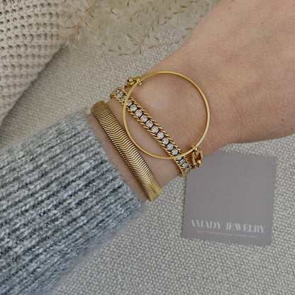 Amady Jewelry - Infinity round charm statement chain bracelet 18k Gold Plate - Dear John