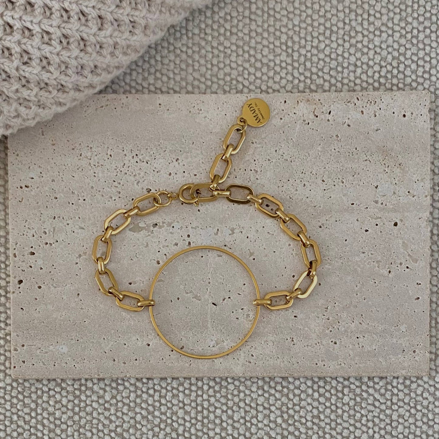 Amady Jewelry - Infinity round charm statement chain bracelet 18k Gold Plate - Dear John