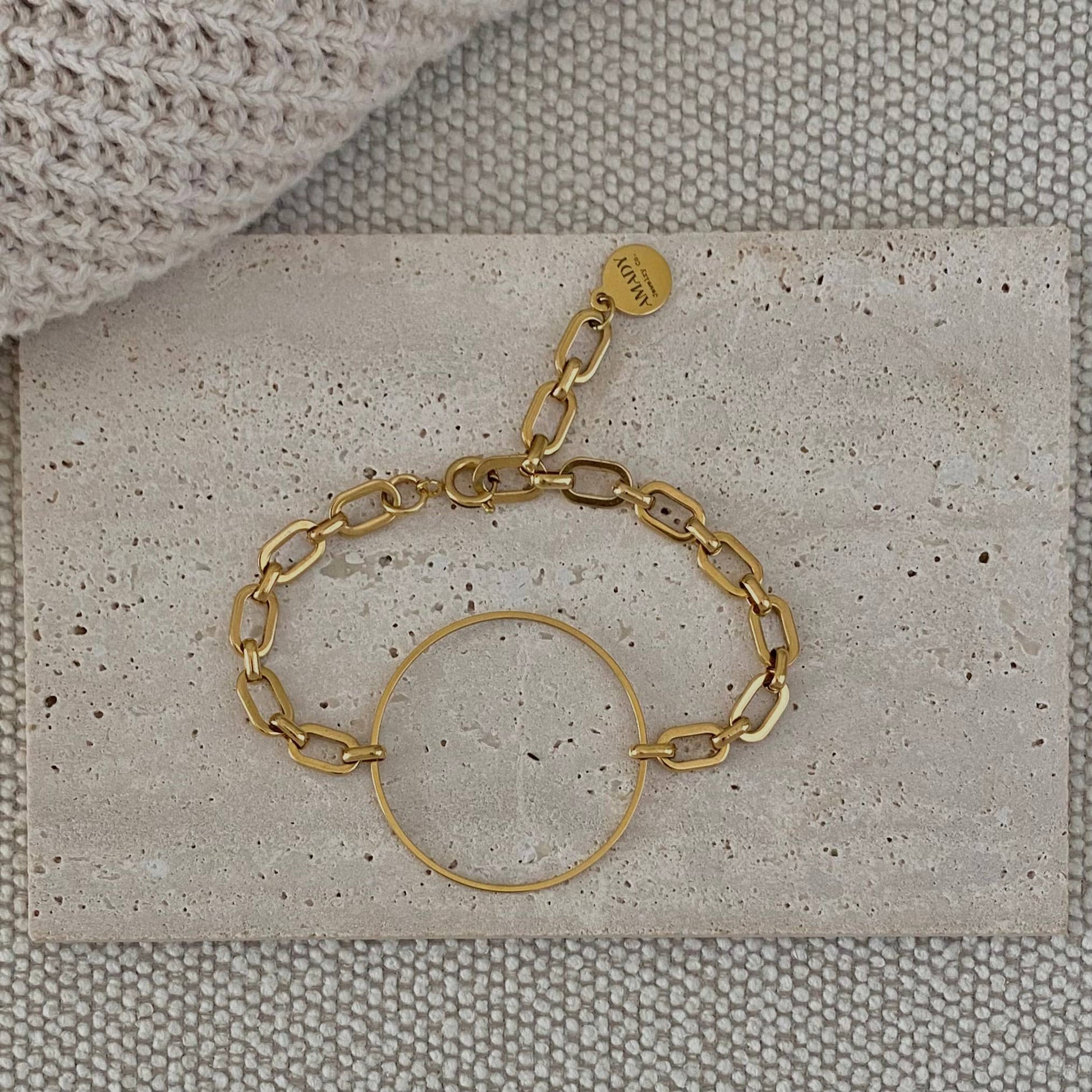 Amady Jewelry - Infinity round charm statement chain bracelet 18k Gold Plate - Dear John