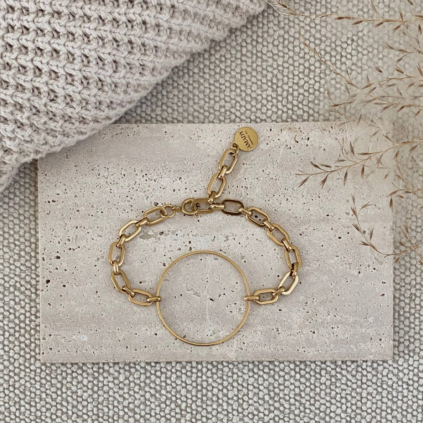 Amady Jewelry - Infinity round charm statement chain bracelet 18k Gold Plate - Dear John