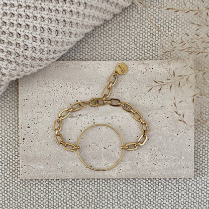 Amady Jewelry - Infinity round charm statement chain bracelet 18k Gold Plate - Dear John