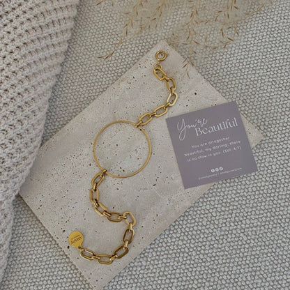 Amady Jewelry - Infinity round charm statement chain bracelet 18k Gold Plate - Dear John