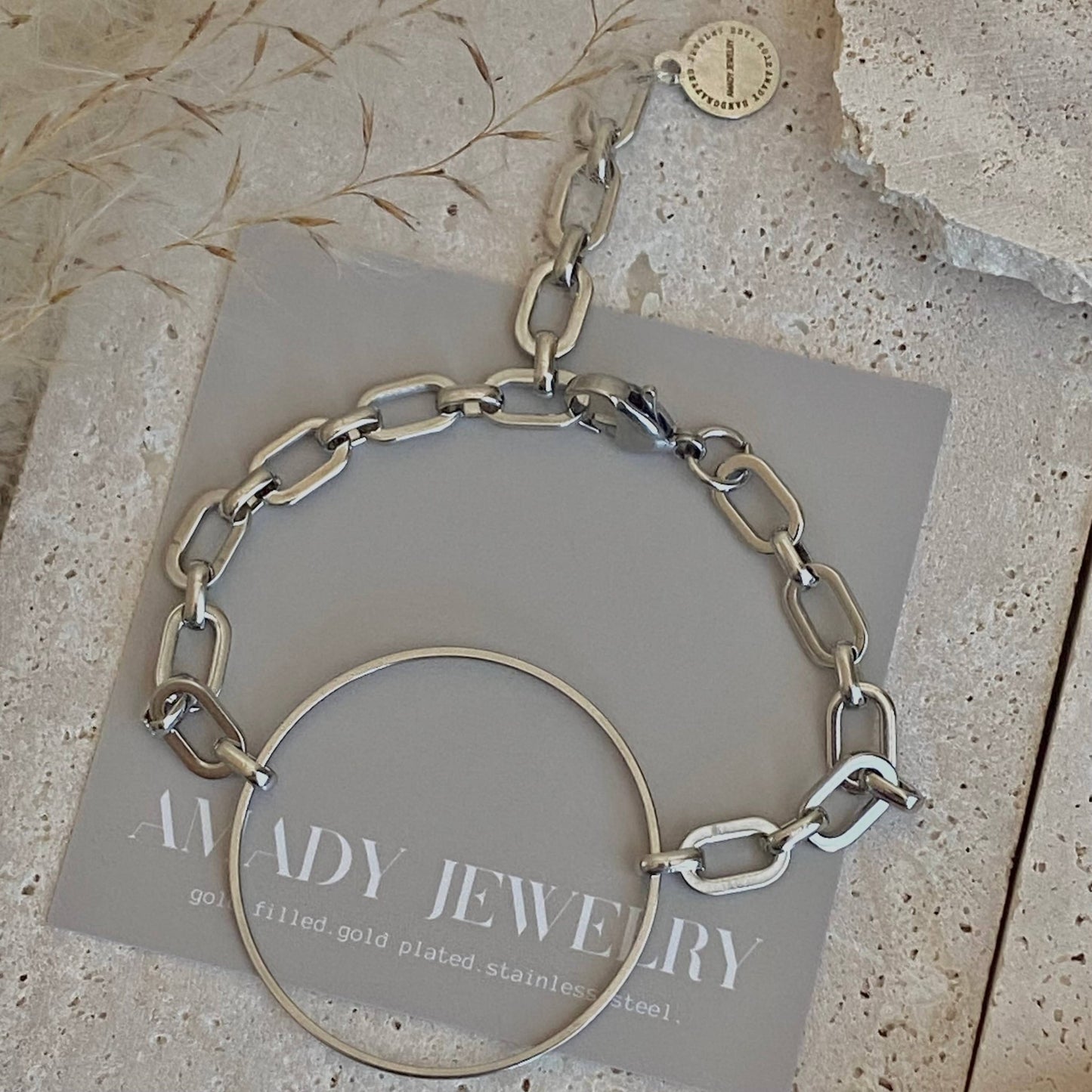 Amady Jewelry - Infinity round charm statement chain bracelet 18k Gold Plate - Dear John