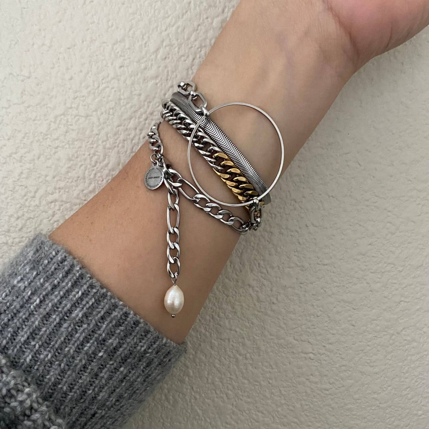 Amady Jewelry - Infinity round charm statement chain bracelet 18k Gold Plate - Dear John