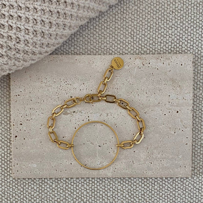 Amady Jewelry - Infinity round charm statement chain bracelet 18k Gold Plate - Dear John
