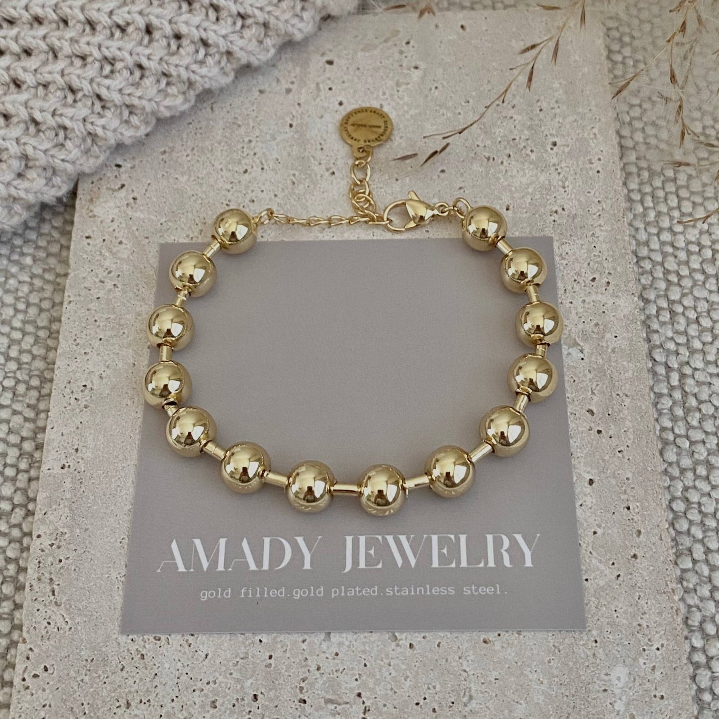 Amady Jewelry - Military Satellite Chain Beaded Bracelet 18k Gold Plated - Dear John
