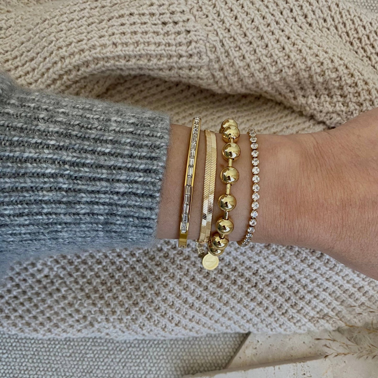 Amady Jewelry - Military Satellite Chain Beaded Bracelet 18k Gold Plated - Dear John