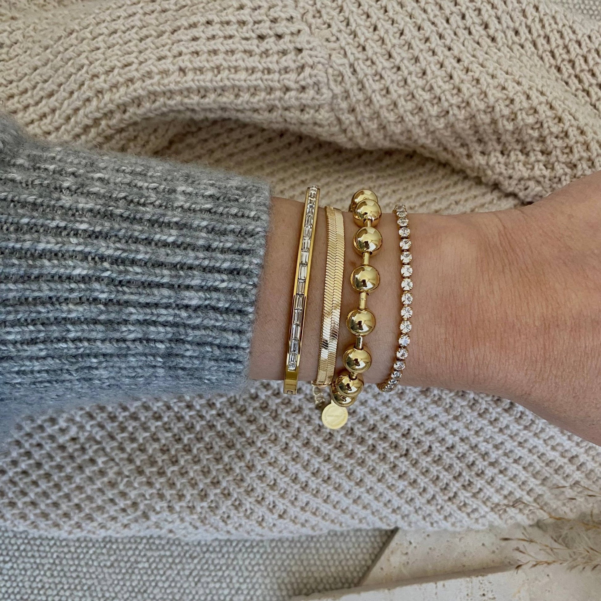 Amady Jewelry - Military Satellite Chain Beaded Bracelet 18k Gold Plated - Dear John