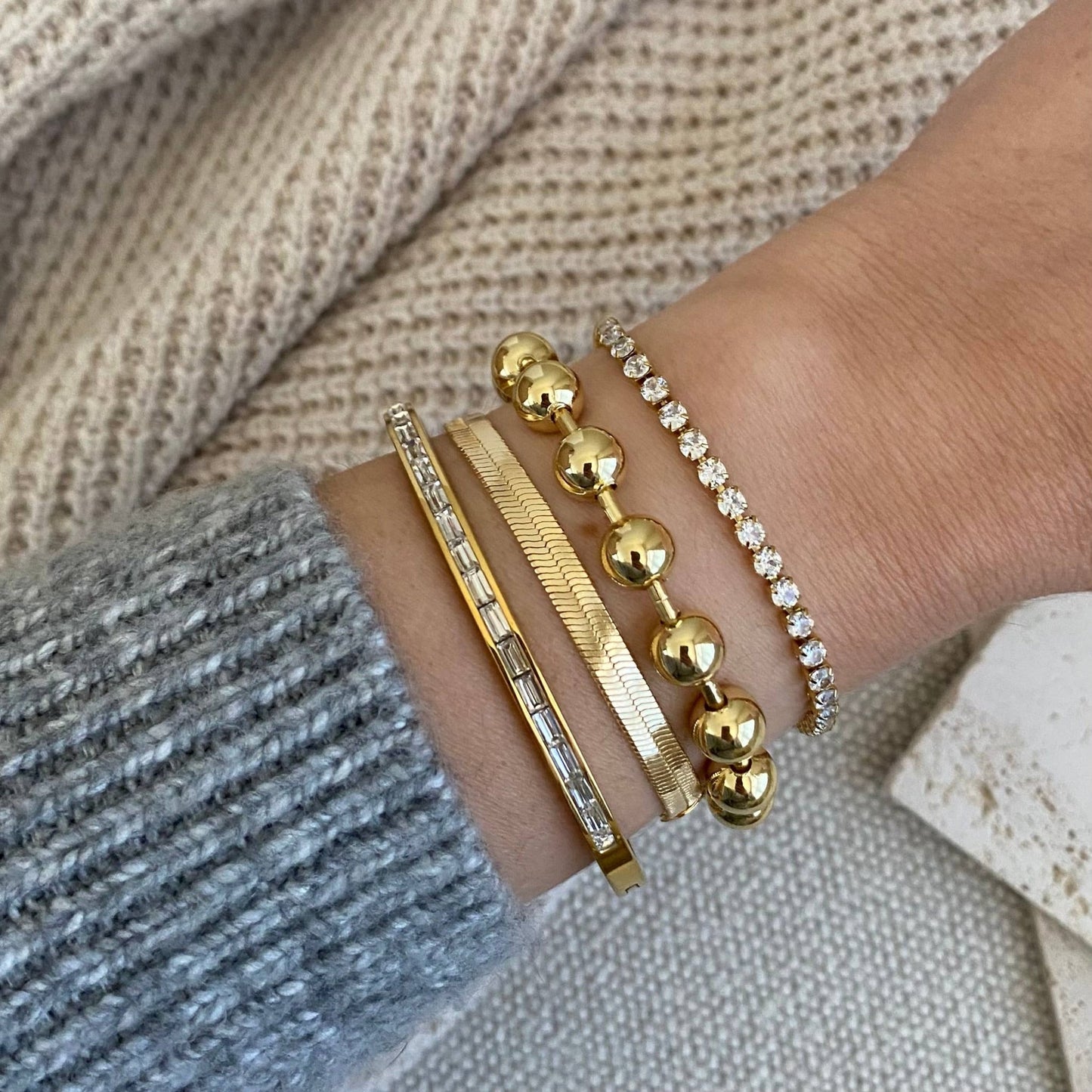 Amady Jewelry - Military Satellite Chain Beaded Bracelet 18k Gold Plated - Dear John