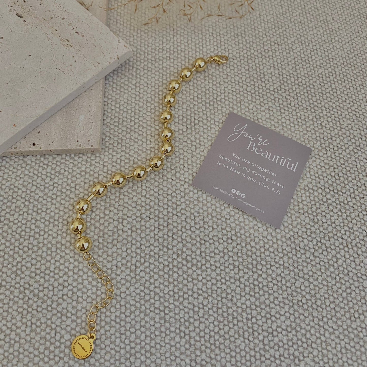 Amady Jewelry - Military Satellite Chain Beaded Bracelet 18k Gold Plated - Dear John