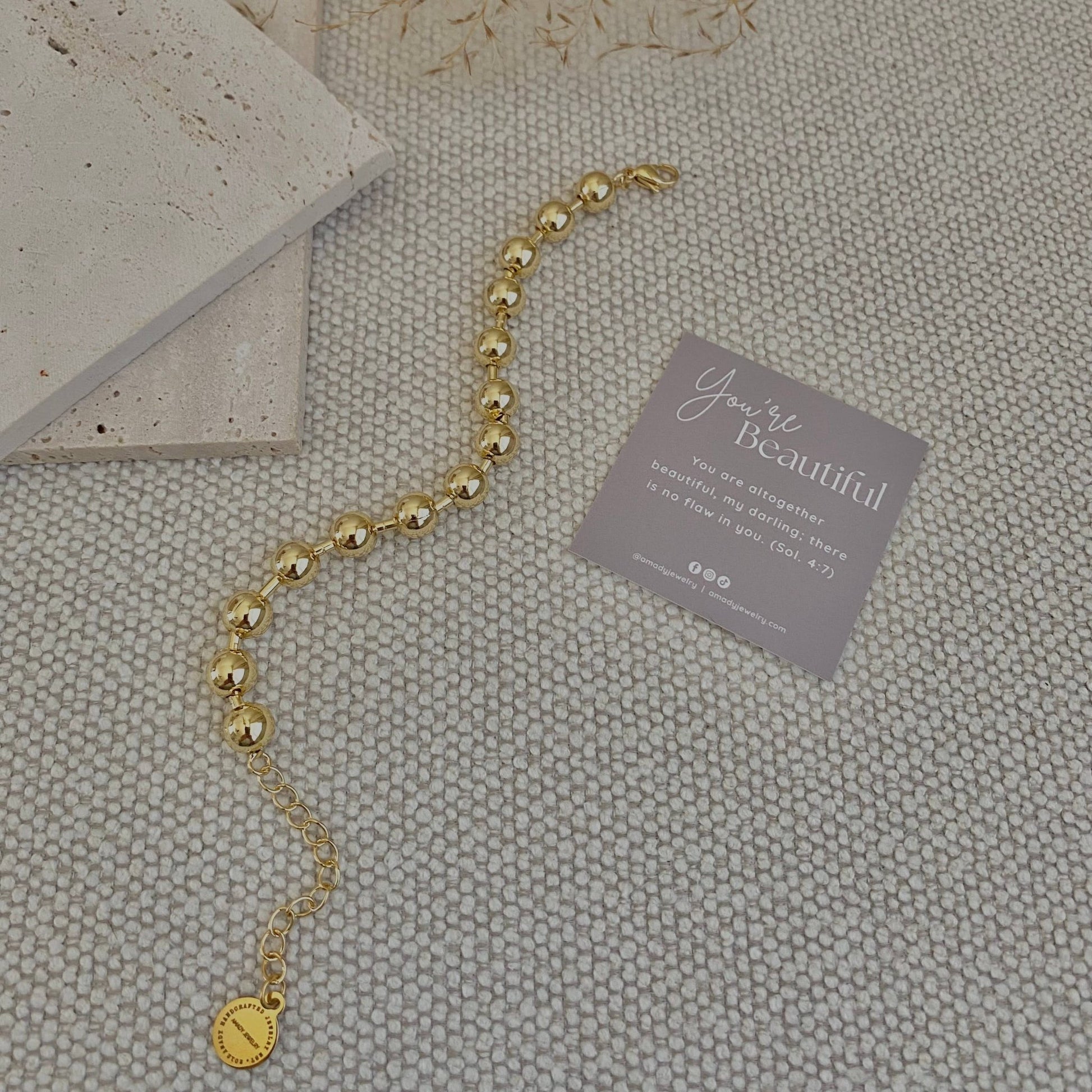 Amady Jewelry - Military Satellite Chain Beaded Bracelet 18k Gold Plated - Dear John