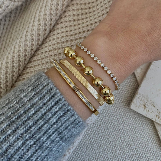 Amady Jewelry - Military Satellite Chain Beaded Bracelet 18k Gold Plated - Dear John