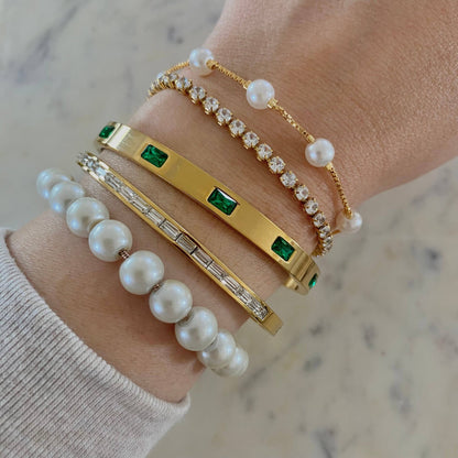 Amady Jewelry - Pearls Adjustable Beaded Bracelet 18k Gold Filled boxy chain - Dear John