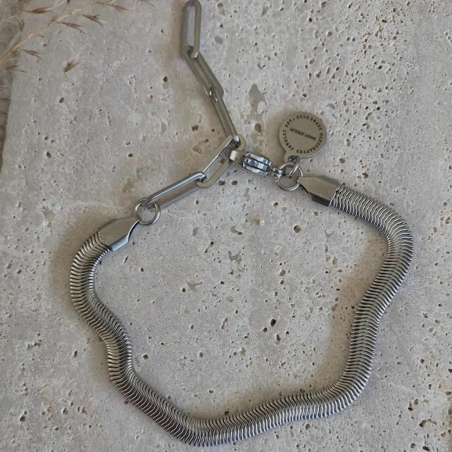 Amady Jewelry - Silver Bracelet Herringbone Snake chain stainless steel 316L - Dear John