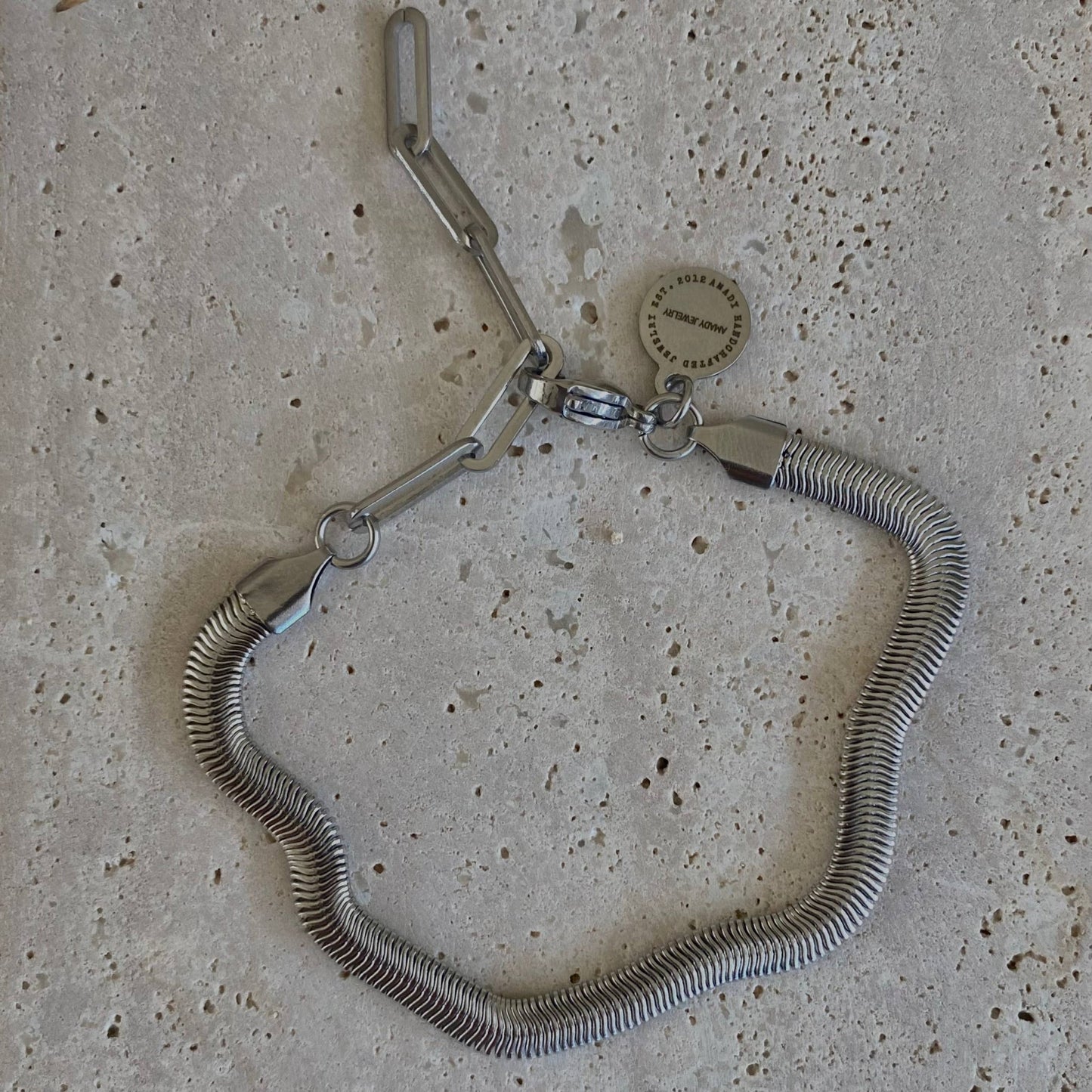 Amady Jewelry - Silver Bracelet Herringbone Snake chain stainless steel 316L - Dear John