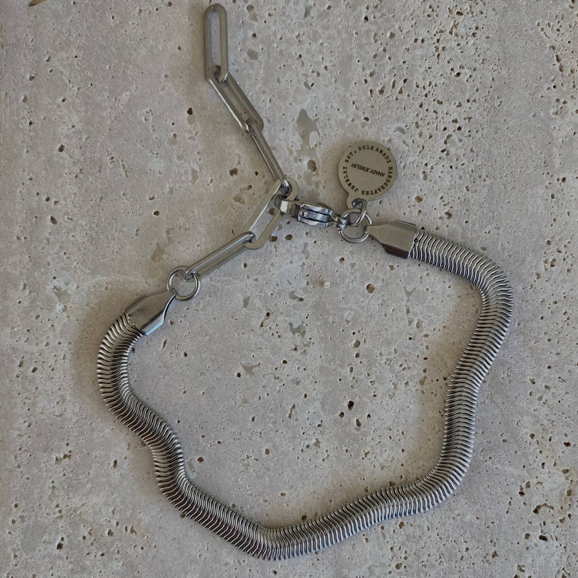 Amady Jewelry - Silver Bracelet Herringbone Snake chain stainless steel 316L - Dear John
