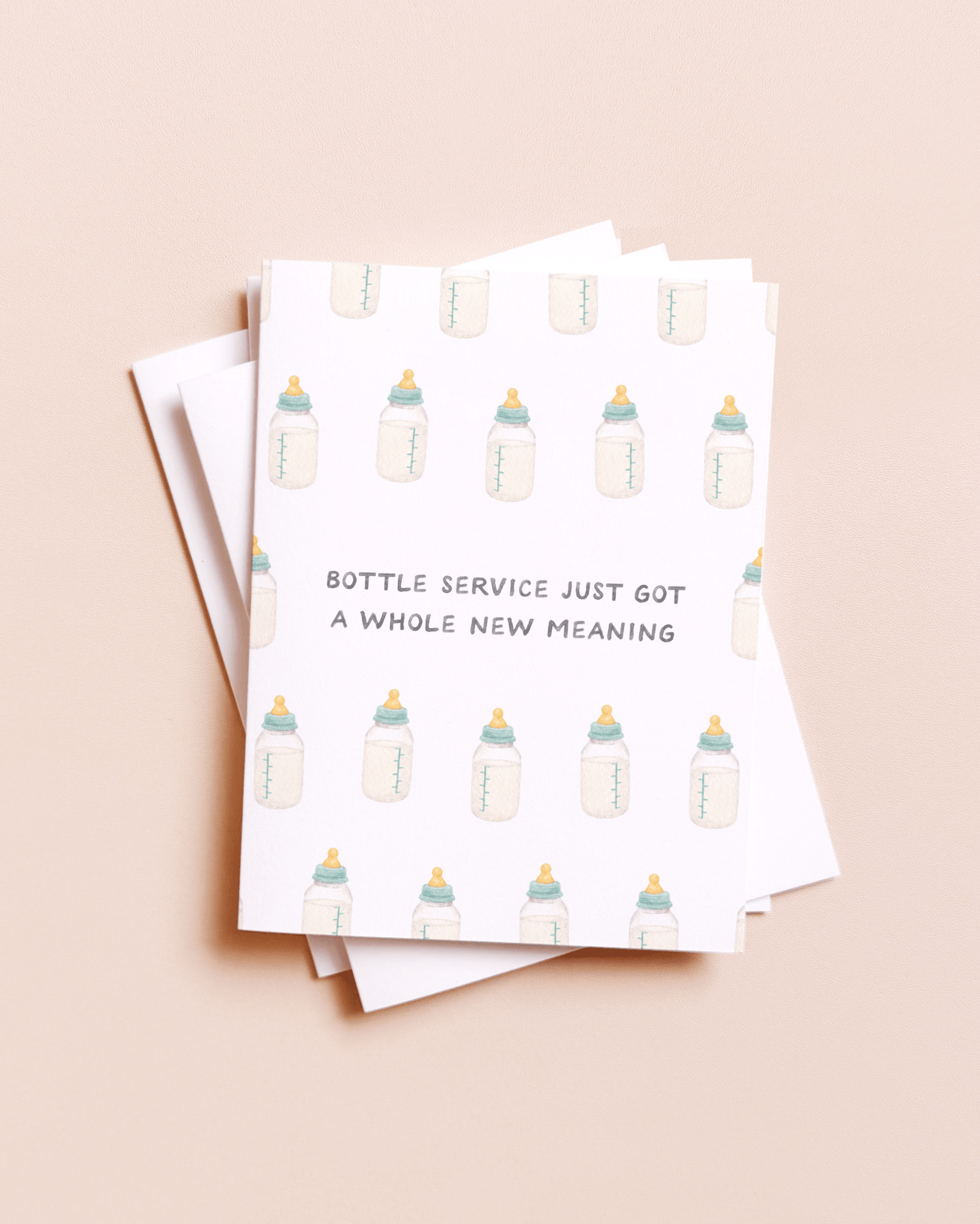 Amy Zhang - Bottle Service — Funny Drink Pun New Baby Card - Dear John