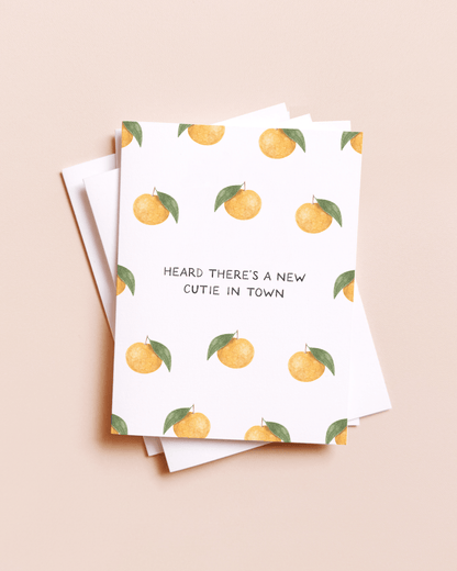 Amy Zhang - New Cutie In Town — Food Pun New Baby Card - Dear John