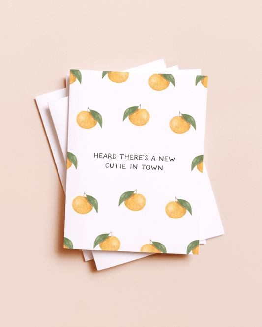 Amy Zhang - New Cutie In Town — Food Pun New Baby Card - Dear John