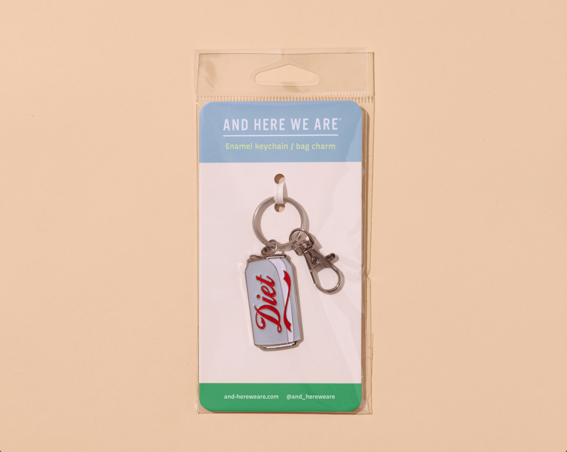 And Here We Are - Enamel Keychain & Bag Charm—Diet Soda (Foodie Gift) - Dear John