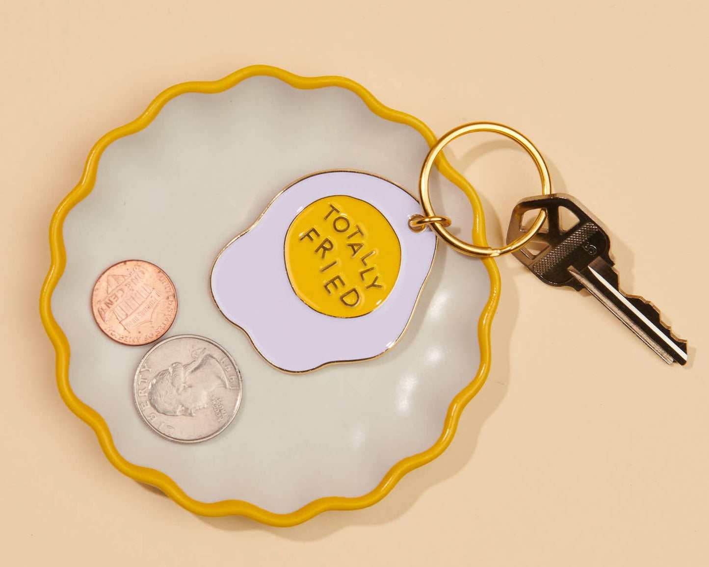 And Here We Are - Enamel Keychain—Totally Fried (Egg) - Dear John
