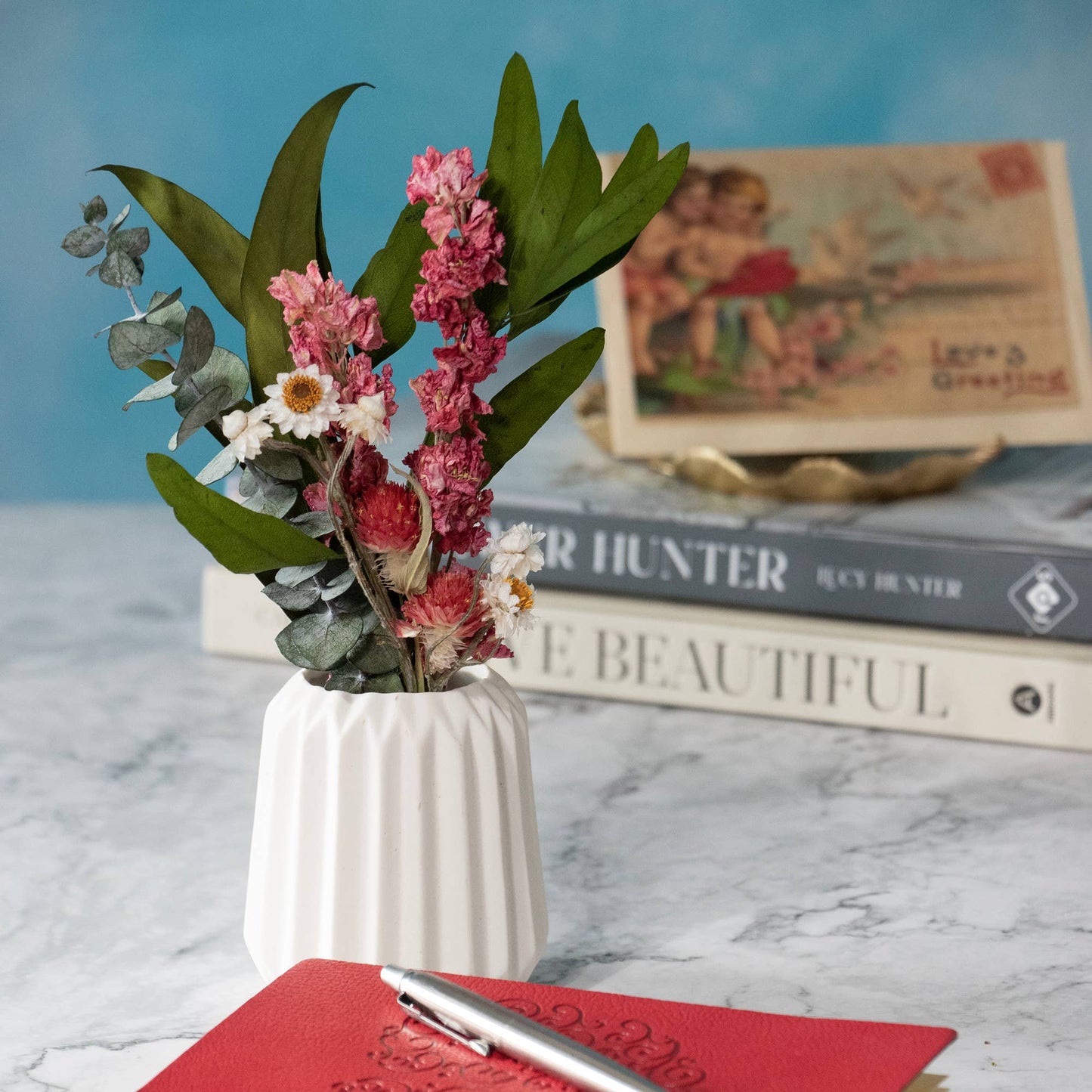 Andaluca - Eucalyptus & Pink Larkspur Mini Bouquet 57 - Dear John