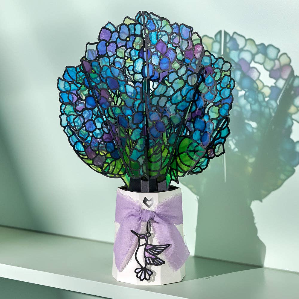 Lovepop Cards - Sunlit Hydrangeas Suncatcher Bouquet 12 x 8.5"