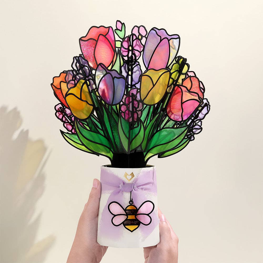 Lovepop Cards - Vibrant Tulip Suncatcher Bouquet 8.5 x 12"