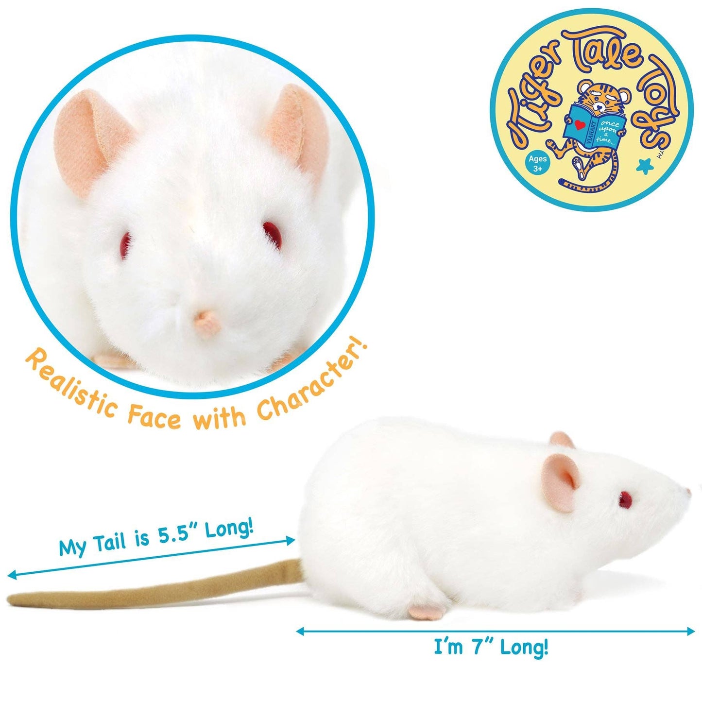Wylie the White Rat — 7" Stuffed Animal Plush