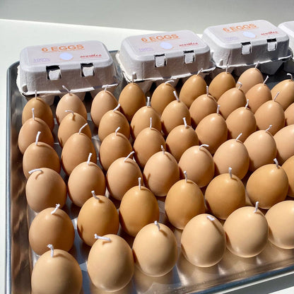 Egg-Shaped Candles — Half Dozen (Cinnamon & Vanilla, Soy Wax)