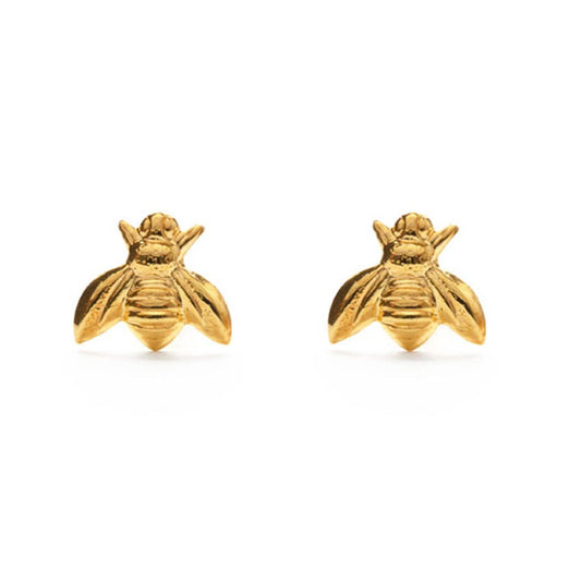 Tiny Bee Stud Earrings — Heavy 14k Gold Plate (7–10 µm), USA Vintage Molds