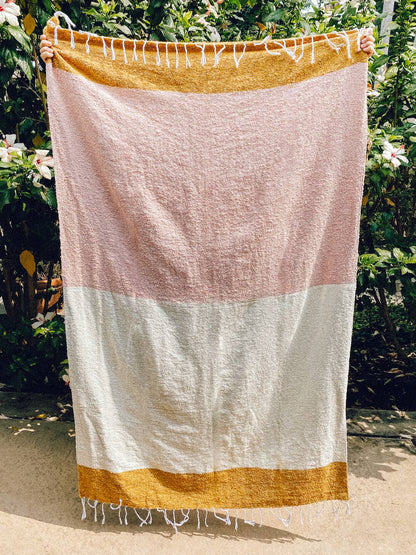 Sunrise Throw — Reclaimed-Fiber Woven Blanket (73" × 48")