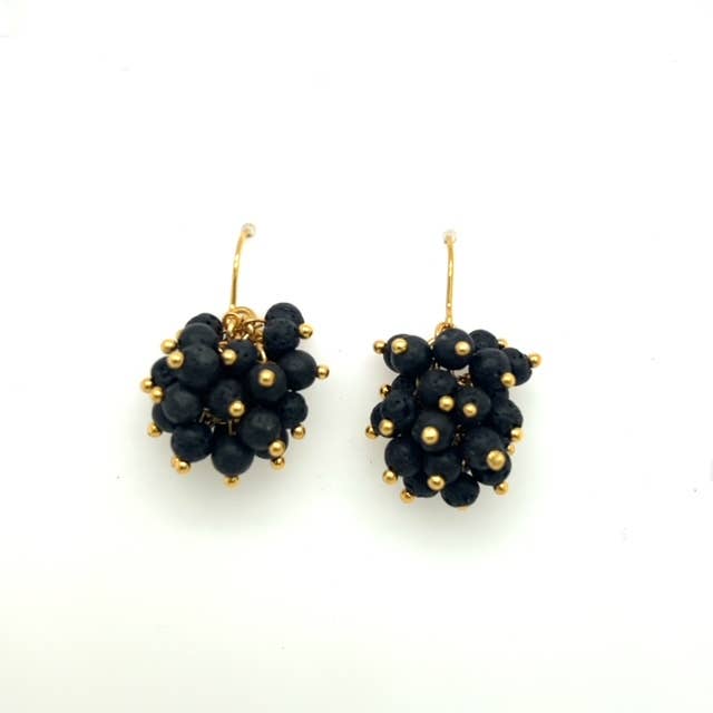 Beaded Cluster Drop Earrings in Gold Finish - Dear John