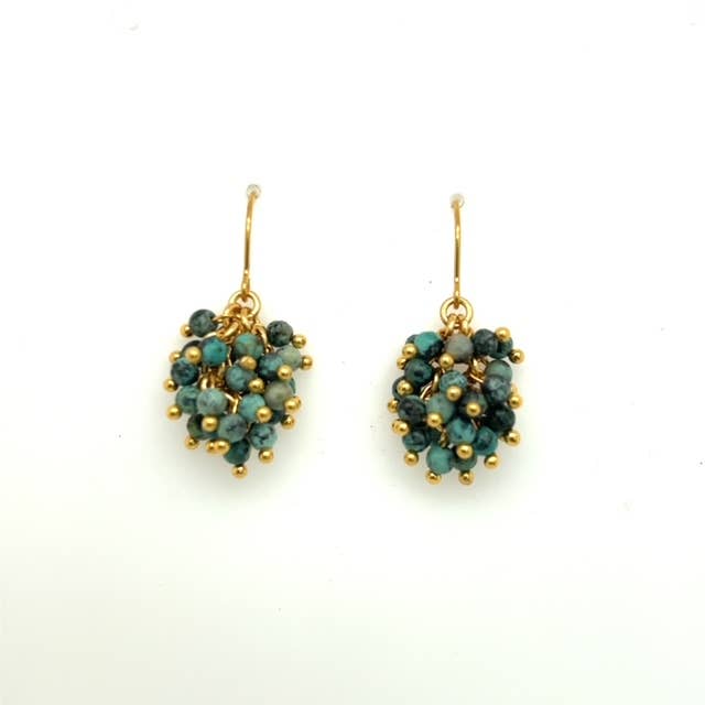 Beaded Cluster Drop Earrings in Gold Finish - Dear John
