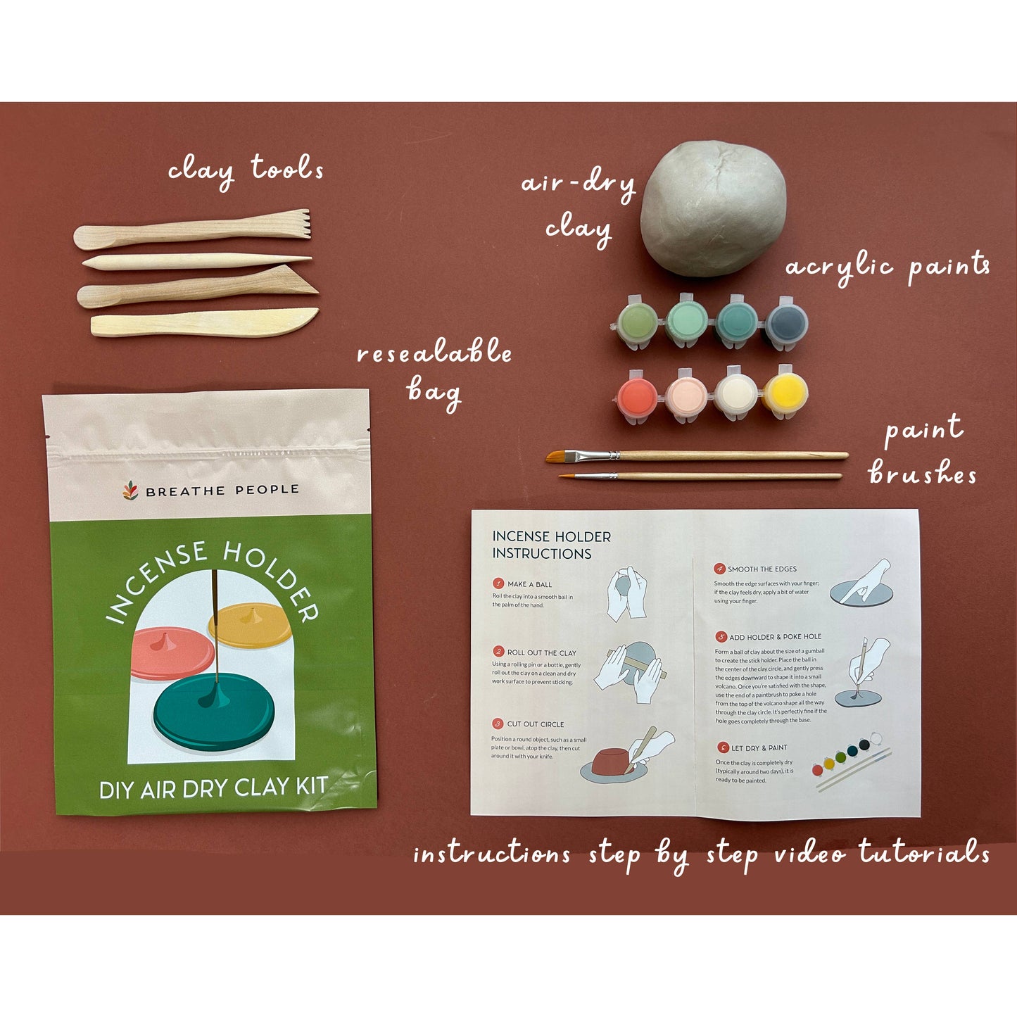 DIY Air Dry Clay Kit — Make Your Own Incense Holder