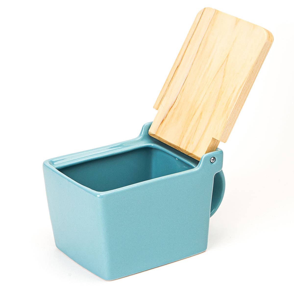 Bee House Ceramic Salt Box With Wooden Lid - Ice Blue - Dear John