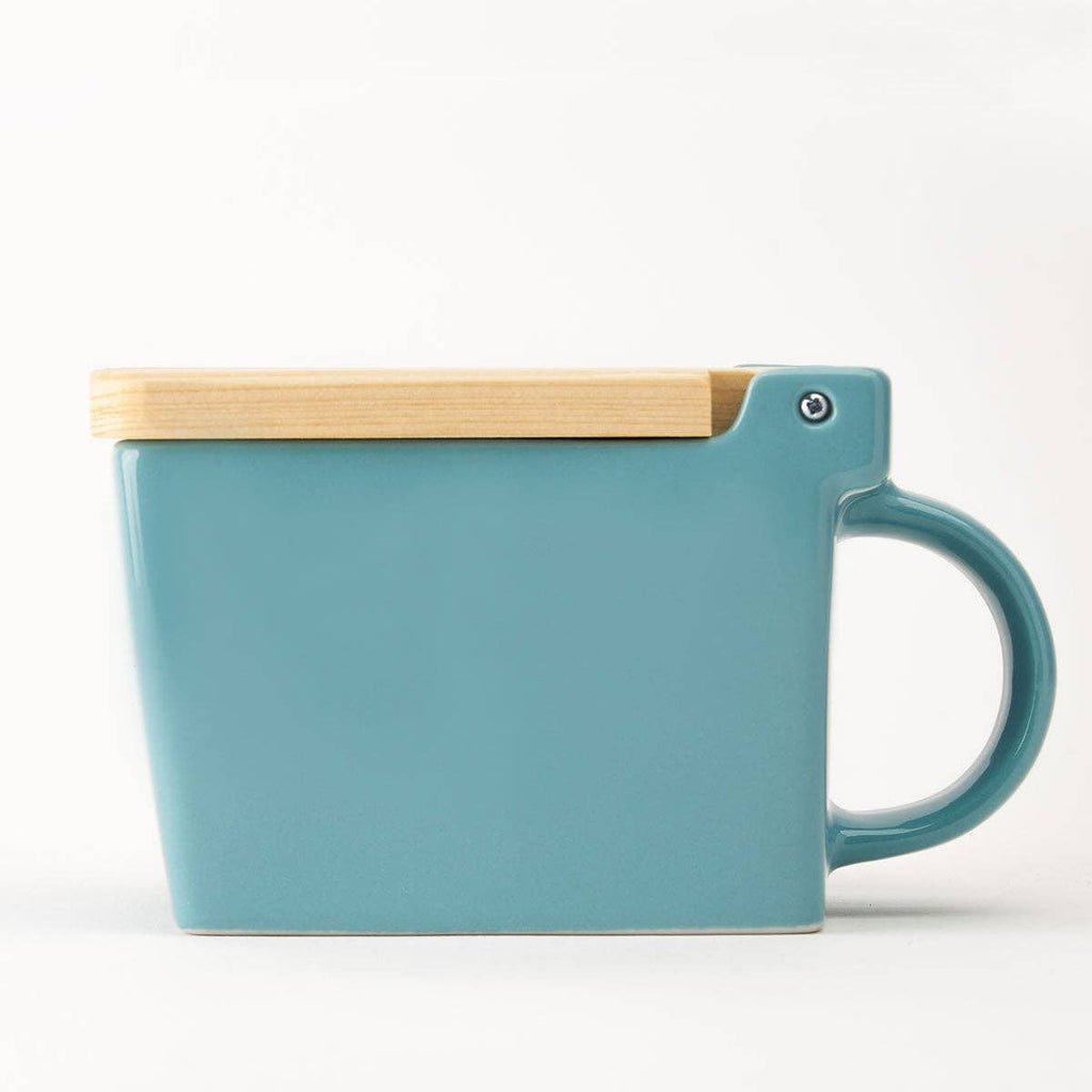 Bee House Ceramic Salt Box With Wooden Lid - Ice Blue - Dear John
